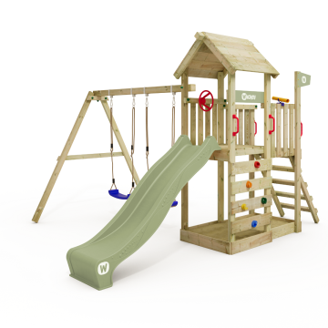 Wickey MultiFlyer climbing frame with wooden roof and various add-on modules  11070001010000_k