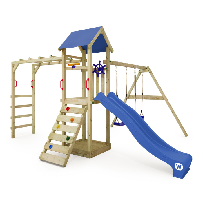 Climbing frame with swing and slide sales